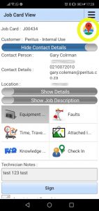 The Field Service App provides convenient Navigate To from the Mobile Application for Technicians